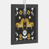 Scandinavische Paardenvolkskunst Glas Ornament (Voorkant Rechts)