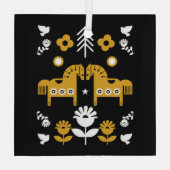 Scandinavische Paardenvolkskunst Glas Ornament (Achterkant)