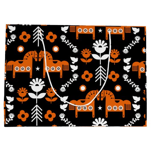 Scandinavische Paardenvolkskunst Groot Cadeauzakje (Achterkant)