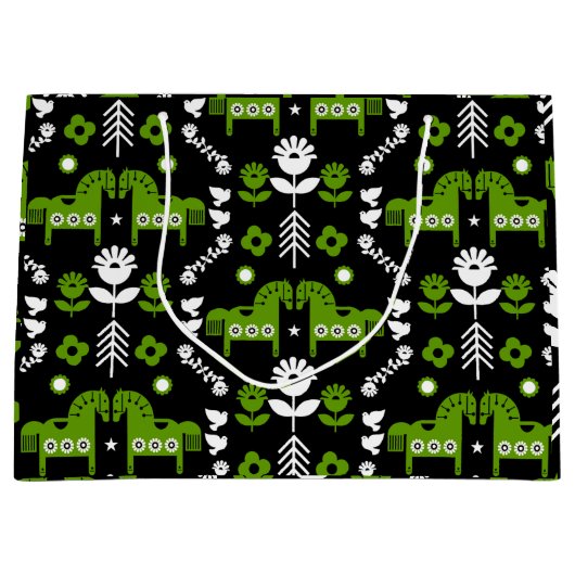 Scandinavische Paardenvolkskunst Groot Cadeauzakje (Voorkant)