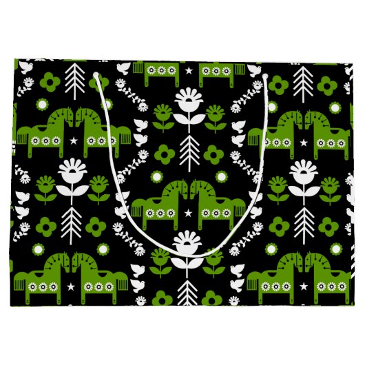 Scandinavische Paardenvolkskunst Groot Cadeauzakje (Achterkant)