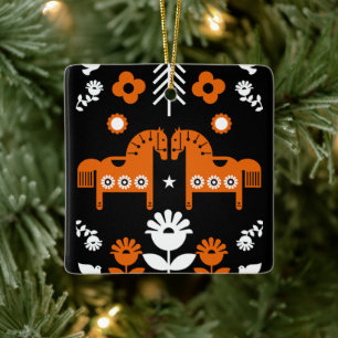 Scandinavische Paardenvolkskunst Keramisch Ornament