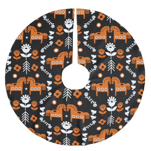 Scandinavische Paardenvolkskunst Kerstboom Rok (Voorkant)