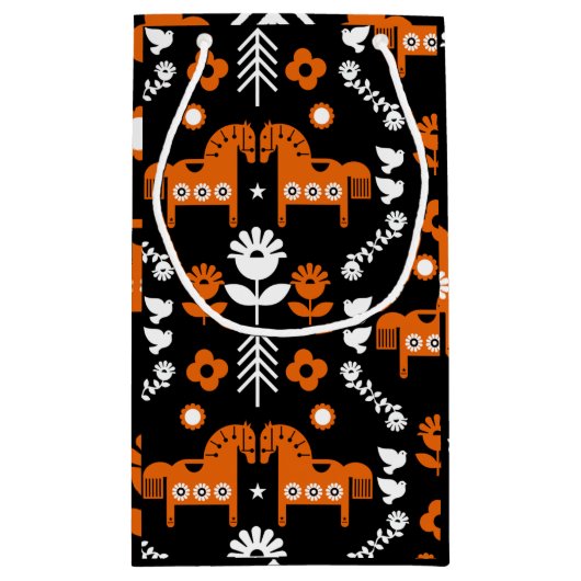 Scandinavische Paardenvolkskunst Klein Cadeauzakje (Achterkant)