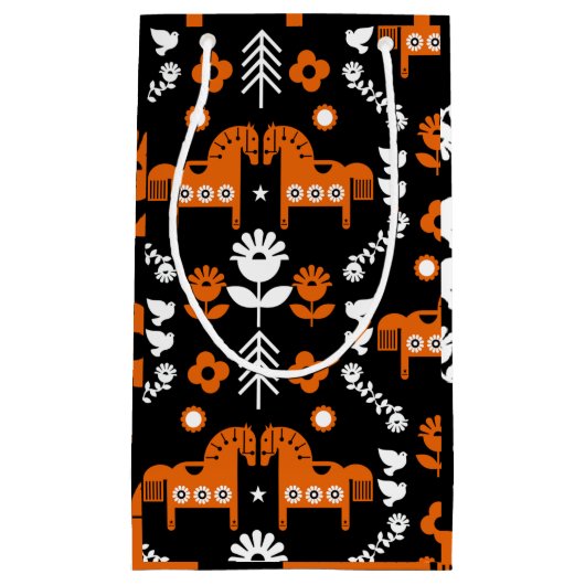 Scandinavische Paardenvolkskunst Klein Cadeauzakje (Voorkant)