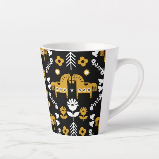 Scandinavische Paardenvolkskunst Latte Mok (Rechts)