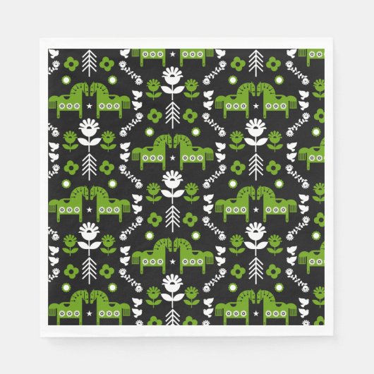 Scandinavische Paardenvolkskunst Servet (Voorkant)