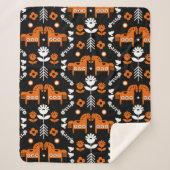 Scandinavische Paardenvolkskunst Sherpa Deken (Voorkant)