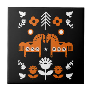 Scandinavische Paardenvolkskunst Tegeltje