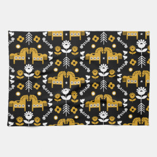 Scandinavische Paardenvolkskunst Theedoek