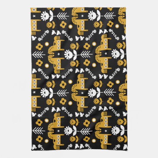 Scandinavische Paardenvolkskunst Theedoek (Verticaal)