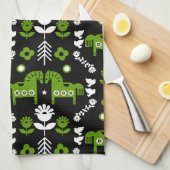 Scandinavische Paardenvolkskunst Theedoek (Quarter Fold)