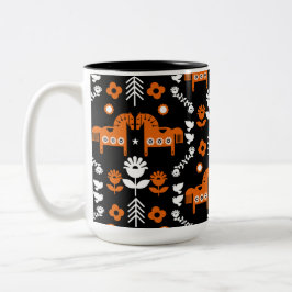 Scandinavische Paardenvolkskunst Tweekleurige Koffiemok