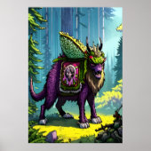 Scandinavische paarse beest in het bos | AI Art Po Poster (Voorkant)