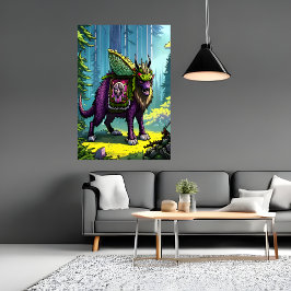 Scandinavische paarse beest in het bos | AI Art Po Poster