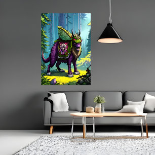 Scandinavische paarse beest in het bos   AI Art Po Poster