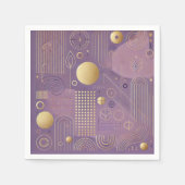 Scandinavische patronen in Paarse en gouden decoup Servet (Voorkant)