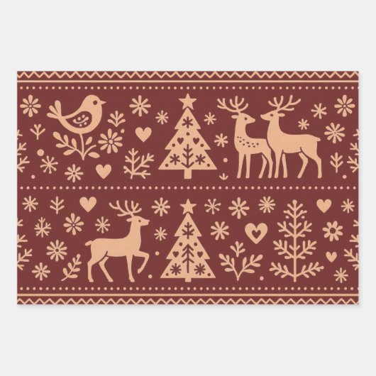 SCANDINAVISCHE PATRONEN KERST INPAKPAPIER VEL (Voorkant)