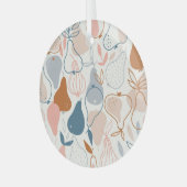 Scandinavische perenprint:  fruitpatroon glas ornament (Voorkant links)