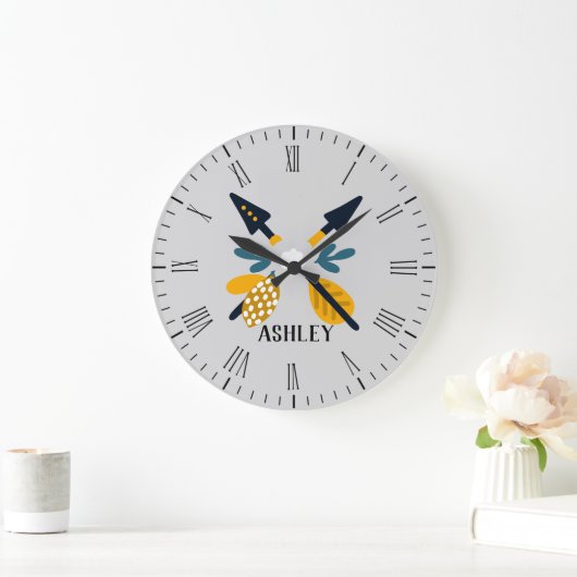 Scandinavische pijlen gepersonaliseerd grote klok (Huis)
