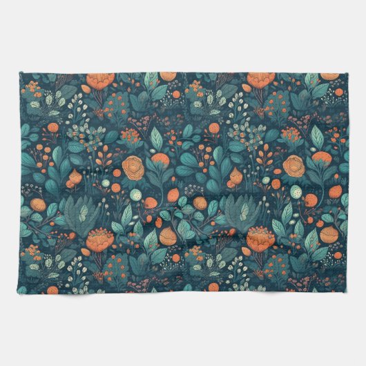 Scandinavische Planten en bloemen Theedoek (Horizontaal)