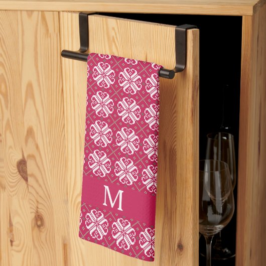 Scandinavische print Gepersonaliseerd Monogram vak Theedoek (Derde Gevouwen)