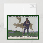  Scandinavische reis naar het Noorse Man rendier Briefkaart (Voorkant / Achterkant)