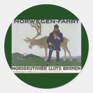 Scandinavische reis naar het Noorse Man rendier Ronde Sticker