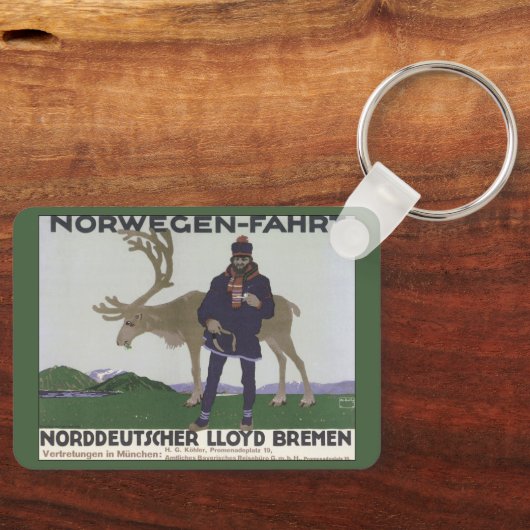 Scandinavische reis naar het Noorse Man rendier Sleutelhanger (Voorkant)