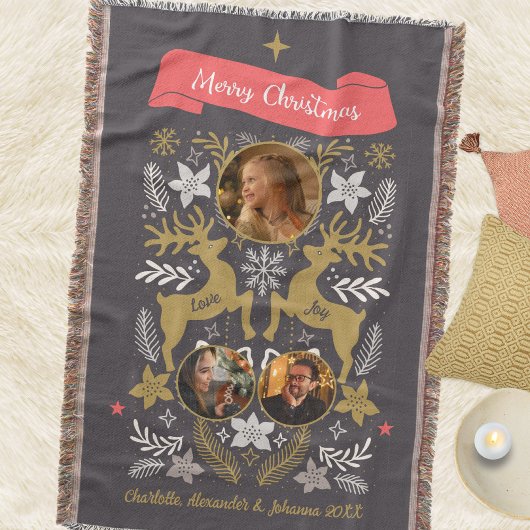 Scandinavische rendier multi-foto kerst deken