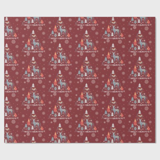 Scandinavische rendierboom cadeaupapier (Vlak)
