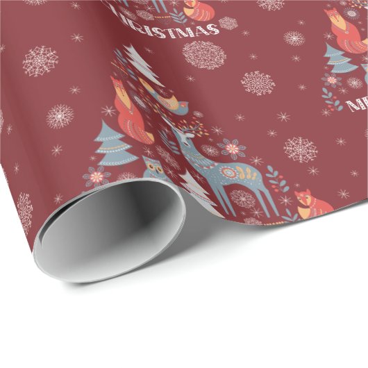 Scandinavische rendierboom cadeaupapier (Rol Hoek)