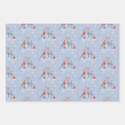 Scandinavische rendierboom Floral Snowflake Inpakpapier Vel (Voorkant 2)