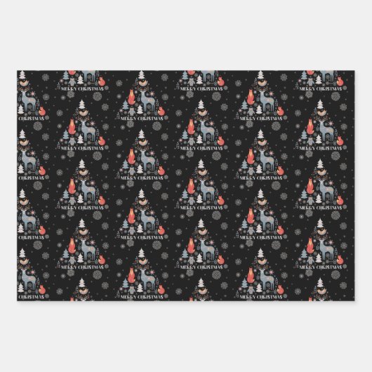 Scandinavische rendierboom Floral Snowflake Inpakpapier Vel (Voorkant 3)