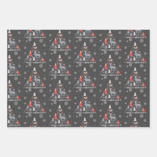 Scandinavische rendierboom Floral Snowflake Inpakpapier Vel (Voorkant 2)