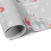 Scandinavische rendierboom Snowflake Grey Cadeaupapier (Rol Hoek)