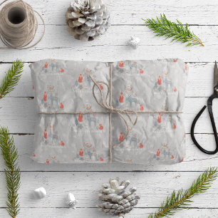 Scandinavische rendierboom Snowflake Grey Cadeaupapier