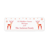 Scandinavische rendieren met sneeuwvlokken kerst etiket (Voorkant)