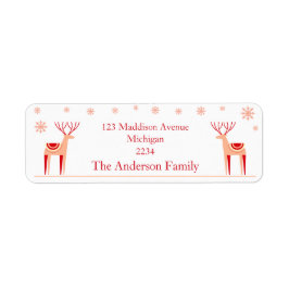 Scandinavische rendieren met sneeuwvlokken kerst etiket