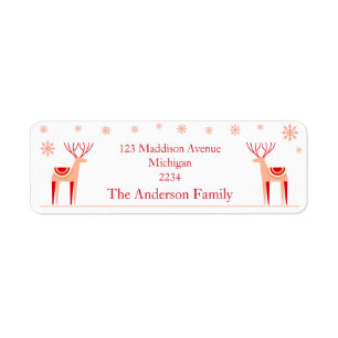 Scandinavische rendieren met sneeuwvlokken kerst etiket