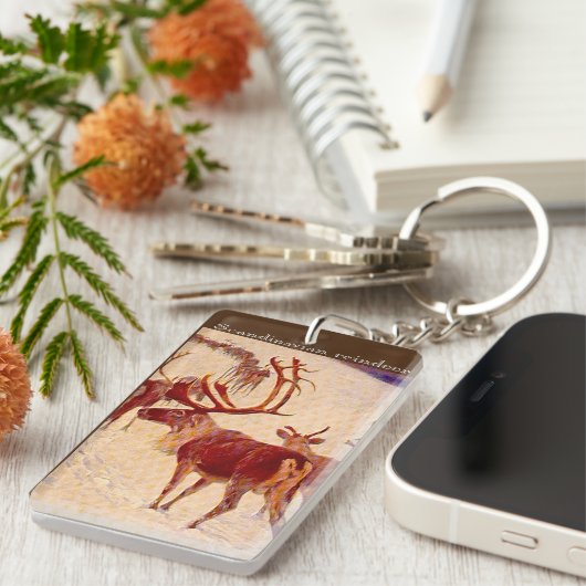 "Scandinavische rendieren" Sleutelhanger (Voorkant Rechts)