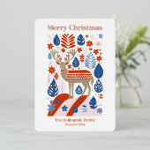 Scandinavische rendieren Vrolijk Kerstfeest Roos G Folie Feestdagenkaart (Staand Voorkant)