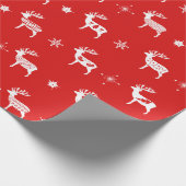 Scandinavische rendierrode en witte feestdag volks cadeaupapier (Hoek)