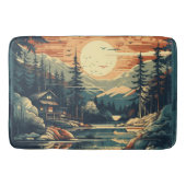 Scandinavische Retro Art berg huis Badmat (Voorkant)