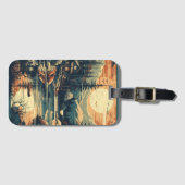 Scandinavische Retro Art berg huis Bagagelabel (Voorkant (horizontaal))