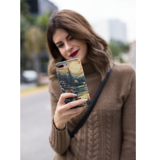 Scandinavische Retro Art berg huis Case-Mate iPhone Case