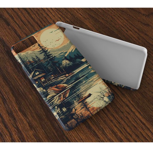 Scandinavische Retro Art berg huis Case-Mate iPhone Case