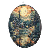 Scandinavische Retro Art berg huis Dartbord (Voorkant Rechts)