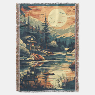 Scandinavische Retro Art berg huis Deken