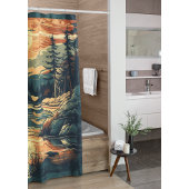 Scandinavische Retro Art berg huis Douchegordijn